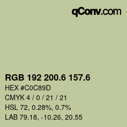 カラーコード: RGB 192 200.6 157.6 | qconv.com