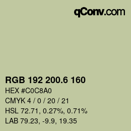カラーコード: RGB 192 200.6 160 | qconv.com
