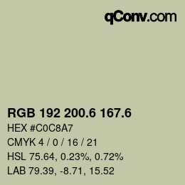 カラーコード: RGB 192 200.6 167.6 | qconv.com