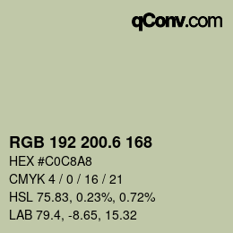 カラーコード: RGB 192 200.6 168 | qconv.com