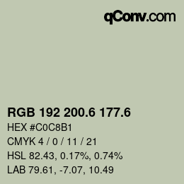 カラーコード: RGB 192 200.6 177.6 | qconv.com