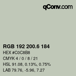 カラーコード: RGB 192 200.6 184 | qconv.com