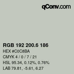 カラーコード: RGB 192 200.6 186 | qconv.com