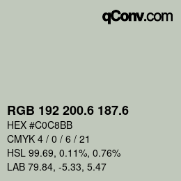 カラーコード: RGB 192 200.6 187.6 | qconv.com
