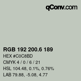 カラーコード: RGB 192 200.6 189 | qconv.com