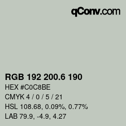 カラーコード: RGB 192 200.6 190 | qconv.com