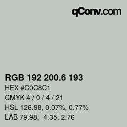 カラーコード: RGB 192 200.6 193 | qconv.com