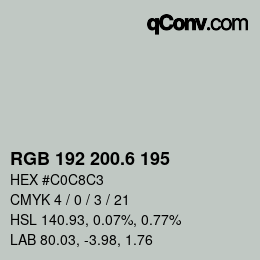 カラーコード: RGB 192 200.6 195 | qconv.com