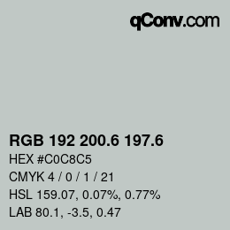 カラーコード: RGB 192 200.6 197.6 | qconv.com