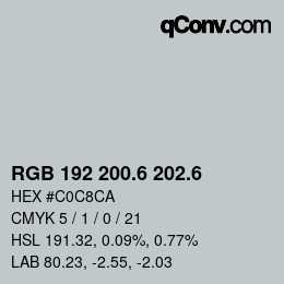 カラーコード: RGB 192 200.6 202.6 | qconv.com