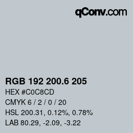 カラーコード: RGB 192 200.6 205 | qconv.com