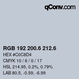 カラーコード: RGB 192 200.6 212.6 | qconv.com