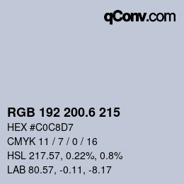 カラーコード: RGB 192 200.6 215 | qconv.com