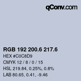カラーコード: RGB 192 200.6 217.6 | qconv.com