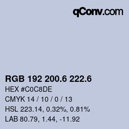 カラーコード: RGB 192 200.6 222.6 | qconv.com