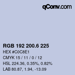 カラーコード: RGB 192 200.6 225 | qconv.com