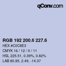 カラーコード: RGB 192 200.6 227.6 | qconv.com
