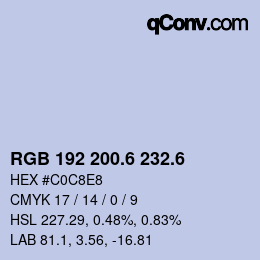 カラーコード: RGB 192 200.6 232.6 | qconv.com