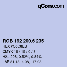 カラーコード: RGB 192 200.6 235 | qconv.com