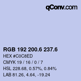 カラーコード: RGB 192 200.6 237.6 | qconv.com