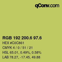 カラーコード: RGB 192 200.6 97.6 | qconv.com