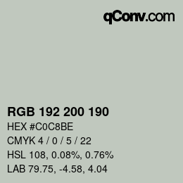 颜色代码: RGB 192 200 190 | qconv.com