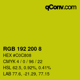カラーコード: RGB 192 200 8 | qconv.com