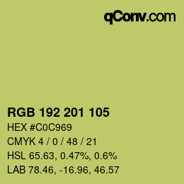 Color code: RGB 192 201 105 | qconv.com