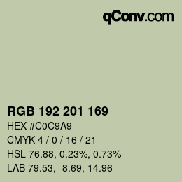 Color code: RGB 192 201 169 | qconv.com