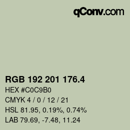 カラーコード: RGB 192 201 176.4 | qconv.com