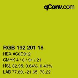Color code: RGB 192 201 18 | qconv.com