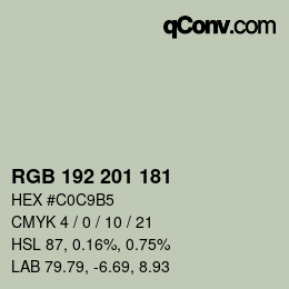 Color code: RGB 192 201 181 | qconv.com