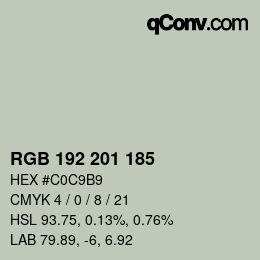 Color code: RGB 192 201 185 | qconv.com