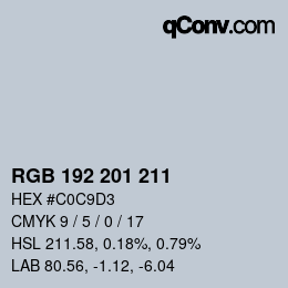 Color code: RGB 192 201 211 | qconv.com