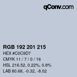 Color code: RGB 192 201 215 | qconv.com