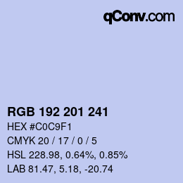 Color code: RGB 192 201 241 | qconv.com