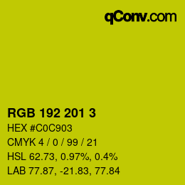 Color code: RGB 192 201 3 | qconv.com