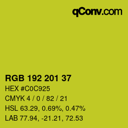 Color code: RGB 192 201 37 | qconv.com