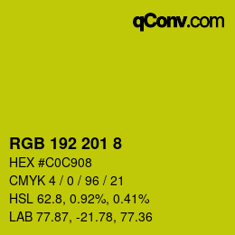 Color code: RGB 192 201 8 | qconv.com