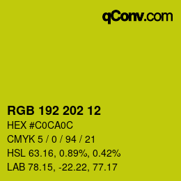 Color code: RGB 192 202 12 | qconv.com
