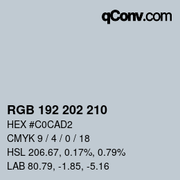 Color code: RGB 192 202 210 | qconv.com