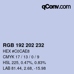 Color code: RGB 192 202 232 | qconv.com