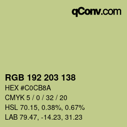 Color code: RGB 192 203 138 | qconv.com