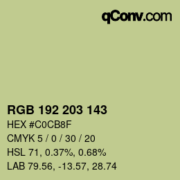 Color code: RGB 192 203 143 | qconv.com