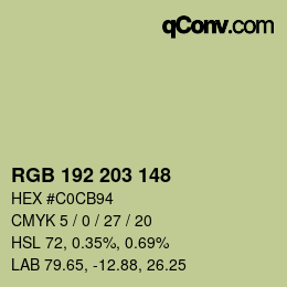 Color code: RGB 192 203 148 | qconv.com