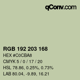 Color code: RGB 192 203 168 | qconv.com