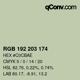 Color code: RGB 192 203 174 | qconv.com