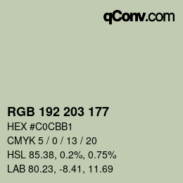 カラーコード: RGB 192 203 177 | qconv.com