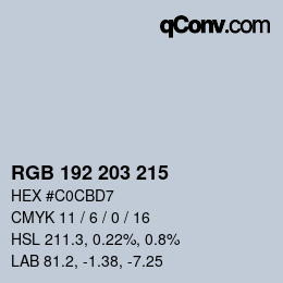 カラーコード: RGB 192 203 215 | qconv.com