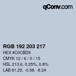 Color code: RGB 192 203 217 | qconv.com